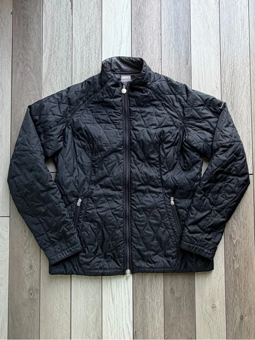Nike Black Quilted Jacket with Logo Zipper Pull (Women’s)